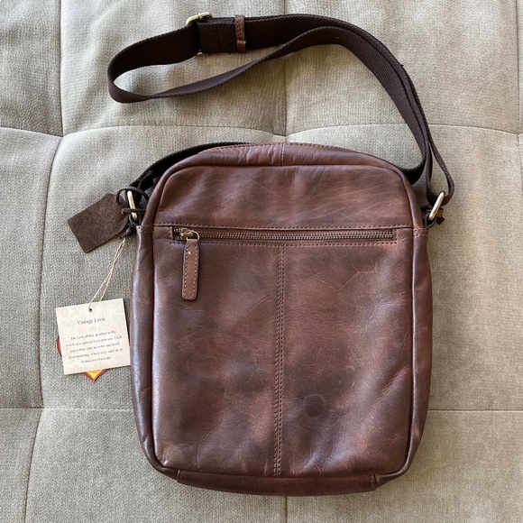 Leather Crossbody Bag with Lockable Front Flap - Picture 2 of 10